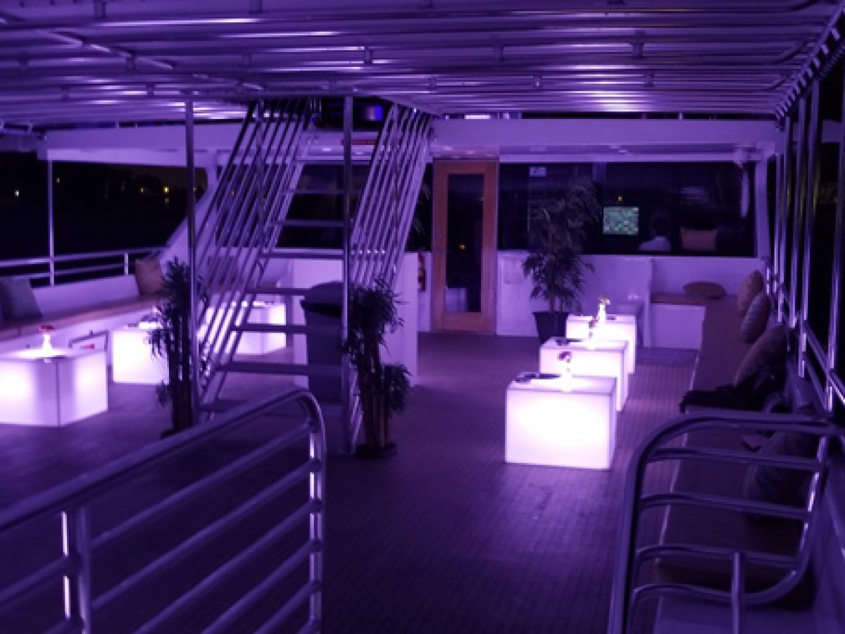 Yacht deck at night